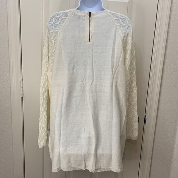 Verve Ami NEW Woman’s Sz 1X Ivory Scoop Neck Long Sleeve Zip Back Light Sweater - Picture 7 of 15